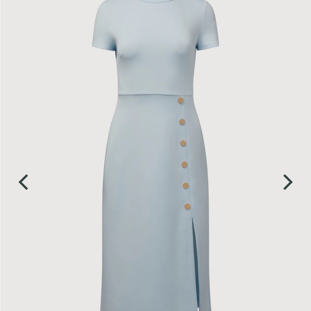 Rachel Parcell Blue Midi Sheath Dress with Slit and Short Sleeves
